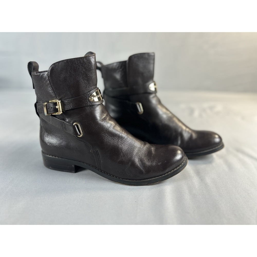 Michael Michael Kors Arley Brown Leather Ankle Boots‎ Women's Size 7.0 M